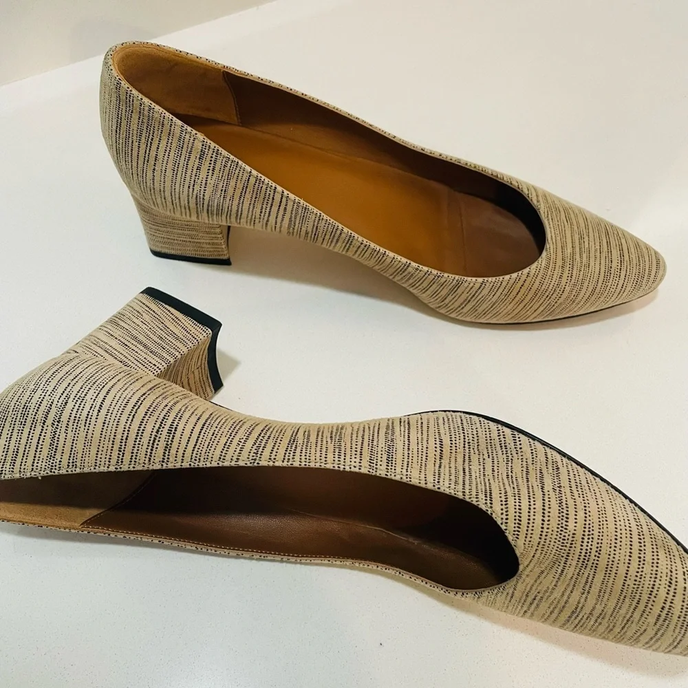 Aquatalia Pasha Stripped Block Heeled Pump